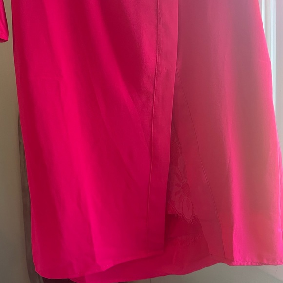 NSR V-neck Fuchsia Hot Pink Dress with Lace Slip Medium - Picture 15 of 17